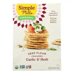 Simple Mills Garlic & Herb Seed Flour Crackers - Case of 6/4.25 oz