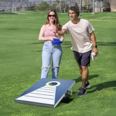 VEVOR Cornhole Set, 3x2 ft Corn Hole Game Boards, Aluminum Weatherproof Portable Toss Board, Indoor and Outdoor Foldable Cornhole Play, Blue