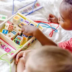 Melissa & Doug Blues Clues & You! Wooden Lacing Beads - 25 Beads, 4 Cords