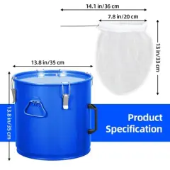 Fryer Grease Bucket 8 Gal Oil Disposal Caddy Steel Fryer Oil Bucket with Rust-Proof Coating Lid Lock Clips Filter Bag Oil Transport Container