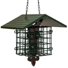 JCs Wildlife Fleur de Lis Suet Feeder with Eco-Friendly Poly Lumber Roof - Holds 2 Seed or Suet Cakes