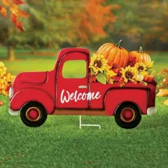 Collections Etc Seasonal Welcome Red Vintage Pickup Truck Garden Stake