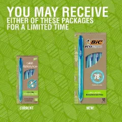 BIC Ecolutions Ocean-Bound Retractable Ballpoint Pens Medium Point Blue Ink Dozen (BPRR11-BLU)