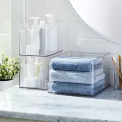 Bathroom Organizer Bin with Handles Clear - Brightroom&trade;