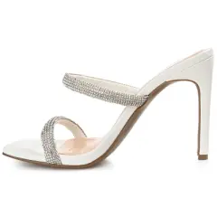 Journee Collection Womens Reena Tru Comfort Foam Open Toe High Stiletto Pumps White 6.5