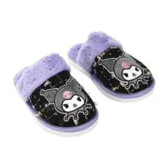 Kuromi Character & Rhinestones Women's Black Tweed Mules