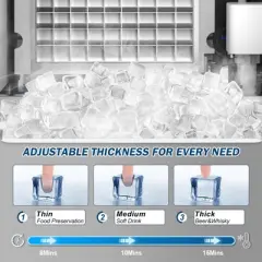 Hothope Commercial Ice Maker Machine, 150Lbs/24H with 45Lbs Storage, Fast Ice Making in 8-15Mins, Stainless Steel