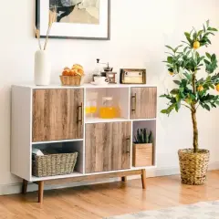 Costway Sideboard Storage Cabinet w/Storage Compartments Buffet TV Stand Coffee