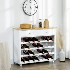 HOMCOM Modern Bar Cabinet, Wine Cabinet with 28-Bottle Wine Rack with 2 Storage Drawers for Home Bar, White