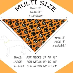 Halloween Dog Bandanas 2 Pack, Pumpkin and Spider Web Bibs, Triangle Reversible Fall Pet Scarf, Premium Durable Fabric, Adjustable Fit