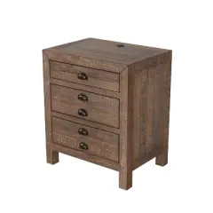 NicBex Rustic Three Drawer Nightstand Farmhouse Night Stand Reclaimed Solid Wood Bedside Table for Bedroom, Living Room