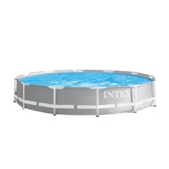 Intex 26711EH 12ft x 30in Prism Frame Above Ground Swimming Pool with 530 GPH GCFI Filter Pump and Robot Vacuum Cleaner fits up to 6 People