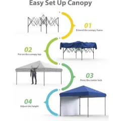 10&times;10 ft Heavy‑Duty Instant Pop‑Up Canopy Tent &ndash; One‑Person Push‑Button Setup + Wheeled Bag & 1 Sidewall, UV/Water‑Resistant Outdoor Shelter