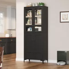 71 Inch Tall Storage Cabinet, Kitchen Pantry 5 Tier Bathroom Cabinet with 4 Doors Adjustable Shelves