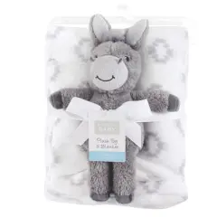 Hudson Baby Infant Plush Blanket with Toy, Snuggly Donkey, One Size