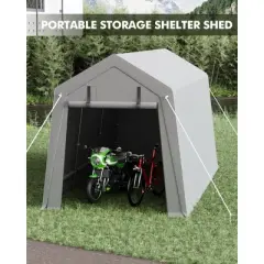 7X15Ft Outdoor Storage Shelter Shed with 2 Zipper Doors & Vents,Waterproof and UV Resistant Anti-Snow Portable Garage Tent,Easy to Assembly