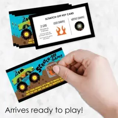 Big Dot of Happiness Smash and Crash - Monster Truck - Boy Birthday Party Game Scratch Off Cards - 22 Count