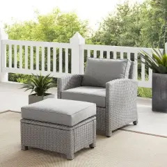 Bradenton 2pc Outdoor Wicker Arm Chair & Ottoman Set - Crosley