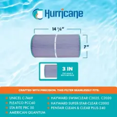 Hurricane 4 Pack HF7469-04P Platinum Purple Pool Filter Cartridge for PCC60, Unicel C-7469, Filbur FC-1975, Clean & Clear 240, SwimClear C2025