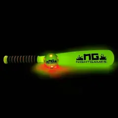 Night Games LED Light Up Kids' Bat and Ball Set: Neon Yellow Plastic Baseball Bat