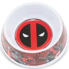 Buckle-Down Single Melamine Pet Bowl - 7.5 (16oz) - Marvel Comics Deadpool Logo + Deadpool Pose Logo Black Red