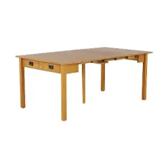 MECO Stakmore Solid Wood Traditional Expanding Dining Game Table Console with Veneer Top Surface and Hidden Supportive Extra Leg, Oak Frame