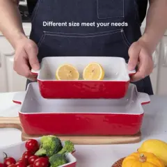 Baking Dish Set of 3 Piece, Ceramic Casserole Dishes for Oven, Rectangular Baking Pan Set with Handles, for Cake, Lasagna, 6.5''/8.74''/11.7''