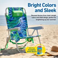 Banana Boat 2-Pack Lightweight Backpack 5-Position with Lay Flat Folding Beach Chair &ndash; with FREE Thermal Drink Sleeve for Cold Drinks