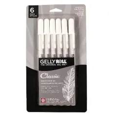 Sakura Classic Gel Retractable Pen Liquid Ink White Ink 6/Bundle (SAK57461-3)