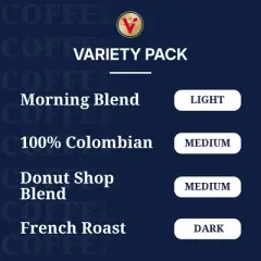Victor Allen's Coffee Variety Pack (Morning Blend, 100% Colombian, Donut Shop Blend, Italian Roast), 80 Ct, SSC Pods for Keurig K-Cup Brewers