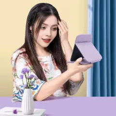 Mber Portable Travel Mirror for Makeup, Travel Makeup Mirror, Foldable Cosmetic Mirror, Adjustable Angle, 8.07"x6.1", Purple