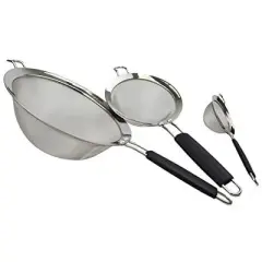 SAMMART Stainless Steel Mesh Strainer/Colander with Silicone Handle - Round Sieve with Hoop