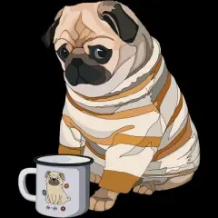 Junior's Design By Humans Cute pug & mug By stripedbeetlee T-Shirt