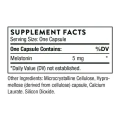 THORNE Melaton-5 - 5mg Melatonin - Supports Circadian Rhythms, Restful Sleep, and Relaxation - Gluten-Free, Soy-Free, Dairy-Free - 60 Capsules