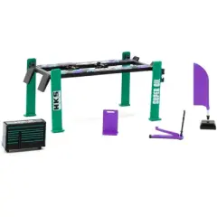 "HKS" Garage Tools Set of 5 pieces with Stickers "Collab64" Series for 1/64 Model Cars by Tarmac Works