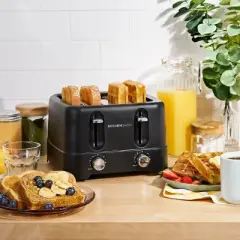 KitchenSmith by Bella 4-Slice Toaster: Gray, 1480W, Plastic, Spot Clean, 11.02" Width, 1-Year Warranty