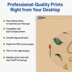 Avery Printable Oval Flat Cards, Sure Feed Technology, 4" x 6", Matte Kraft Brown Cardstock, Print-to-The-Edge, Laser/Inkjet Printable, 100 Total