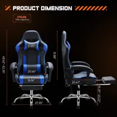 Bestier Ergonomic Gaming Chair - PU Leather gaming chair with Adjustable Footrest & Backrest, Lumbar Support