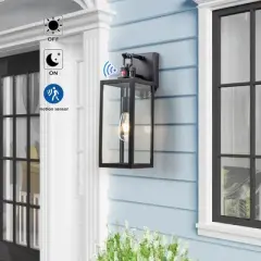 C Cattleya Matte Black Dusk to Dawn Outdoor Wall Light with Adjustable Sensitivity and Timer