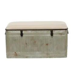Farmhouse Upholstered Metal Storage Bench - Olivia & May