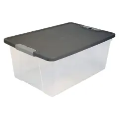 Homz 15-Quart Clear Plastic Stackable Storage Container Organizer Bin with Gray Snaplock Latching Lid for Home and Office Organization (4 Pack)