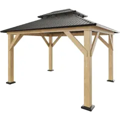 AMERLIFE Spruce Wood Gazebo with Storage Bar Counter