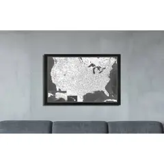 Home Magnetics Modern US Map - XL Black/Distressed