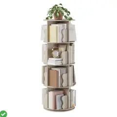 4 Tier Spinning Bookshelf Tower 50in Tall Bookcase for Kids Room 360&iexcl;&atilde; Swivel Wood Bookshelf Rotating