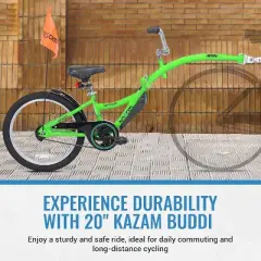 KaZAM Co-Pilot Bike Trailer - 20 Inch Bike Trailer w/ Adjustable BMX Stem & Handlebar - Lightweight Aluminum Frame - Perfect for Family Rides