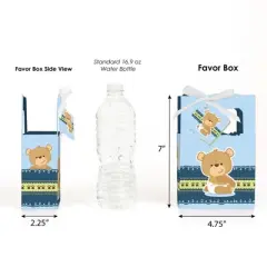 Big Dot of Happiness Boy Baby Teddy Bear - Baby Shower or Birthday Party Favor Boxes - Set of 12