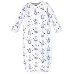 Hudson Baby Infant Boy Cotton Gowns, Rocket Ship, Preemie/Newborn