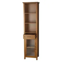 Avery Linen Cabinet with One Drawer Oil Oak Brown - Elegant Home Fashions