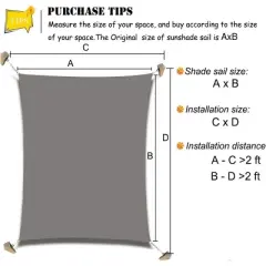 Handpoint Rectangle Patio Sun Shade Sail &ndash; Grey, UV-Blocking Outdoor Canopy