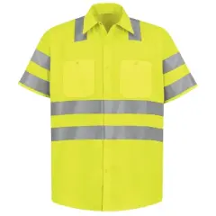 Red Kap&reg; Men's Hi-Visibility Short Sleeve Work Shirt - Type R, Class 3
